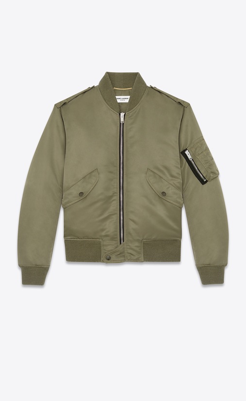 bomber jacket in khaki nylon